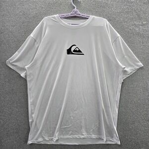 Quiksilver Men Swimwear 3XL White Solid Streak Short Sleeve Rash Guard Logo NWT